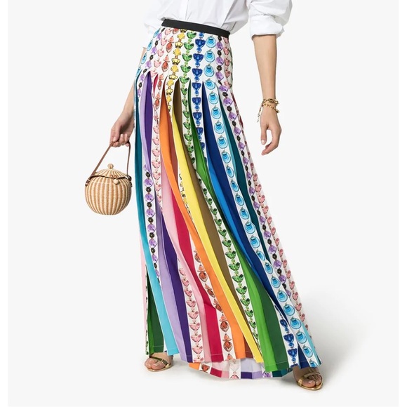 MARY KATRANTZOU Dresses & Skirts - Mary Katrantzou Nyx Perfume Bottle Print Rainbow Stripe Pleated Maxi Skirt US 6